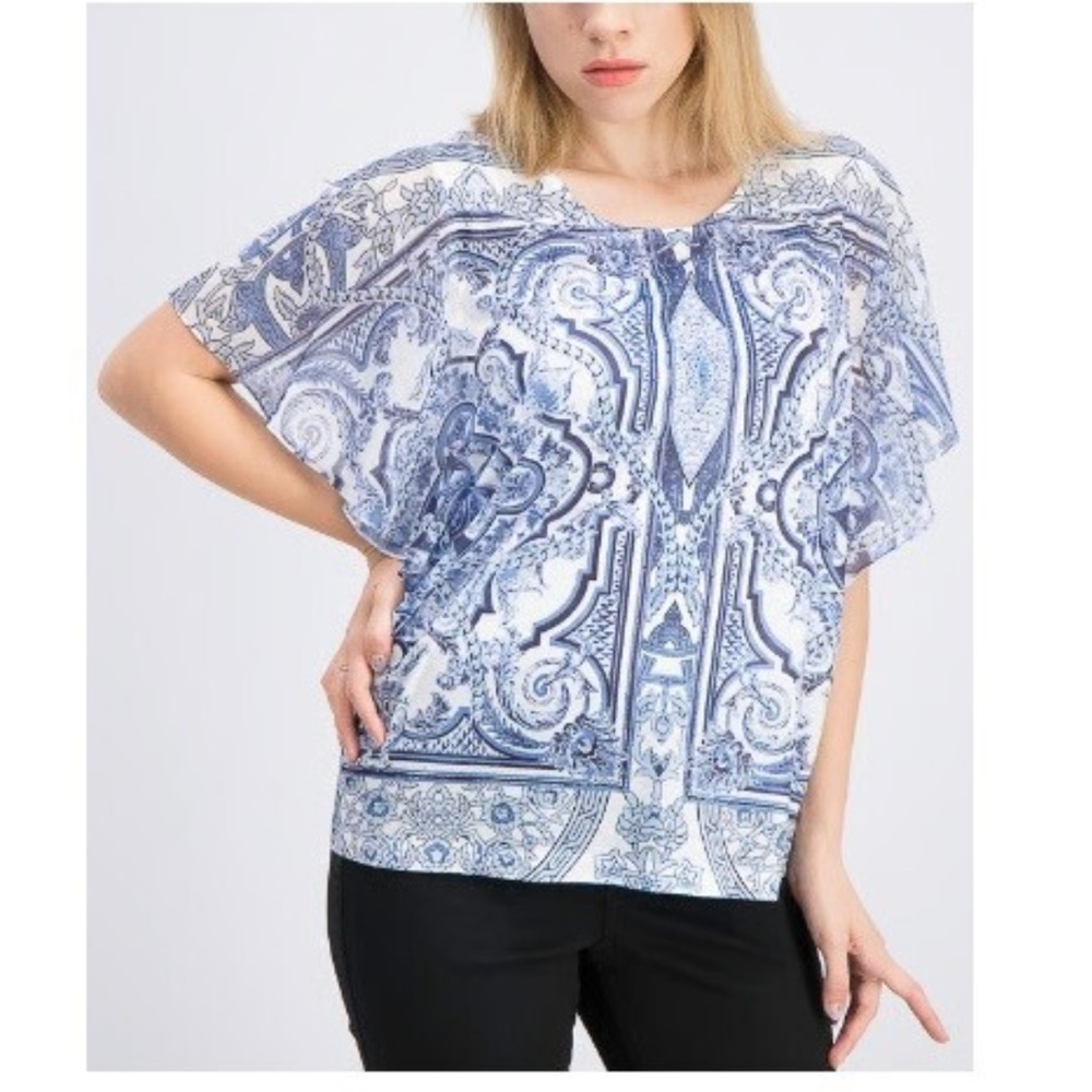 JM Collection Patterned Print Blouse - Size XL